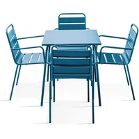 Oviala Palavas Gartenset Tisch rechteckig 5-tlg. mit Armlehnen Pazifikblau