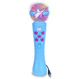 BONTEMPI - Starmic Karaoke Mikrofon mit Lichteffekten für Auftritte wie EIN echter Star Blau mit EIN-/Ausschalter für Stimme 5 Vorgefertigte Lieder Lautstärkeregelung 3 AAA Batterien