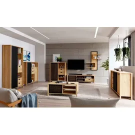 Forte Jytana TV-Lowboard 175 cm Eiche/Schwarz Holzwerkstoff
