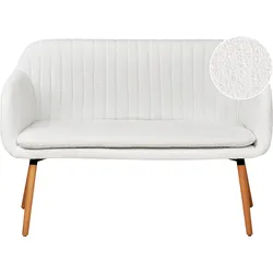 2-Sitzer Küchensofa Bouclé cremeweiß / heller Holzfarbton TABY