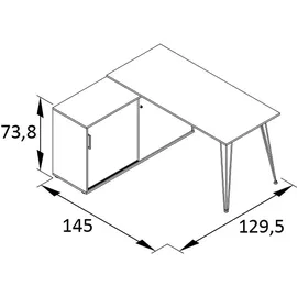 MÖBELPARTNER Ekko Schreibtisch weiß rechteckig, 2-Fuß-Gestell weiß 129,5 x 145,0 cm