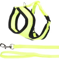 Karlie katzengeschirr - Harms gelbes Katzengeschirr für Kätzchen mit Leine - atmungsaktives Nylon und stufenlos verstellbar - 28cm / 32-41cm / 110cm