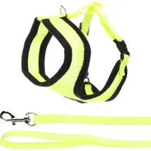Karlie katzengeschirr - Harms gelbes Katzengeschirr für Kätzchen mit Leine - atmungsaktives Nylon und stufenlos verstellbar - 28cm / 32-41cm / 110cm