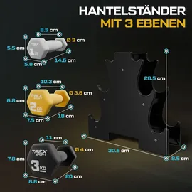 trex sport Neopren Hanteln Set Kurzhanteln 6er Set 12 kg schwarz