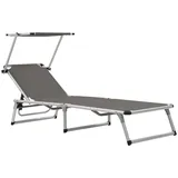 Strandliege mit Sonnenschutz und Rädern Gartenliege Strandmatte Klappbare Neu