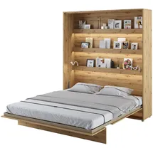 meblini Schrankbett, Eiche Artisan, Holzwerkstoff, 7-Zonen, Rechteckig, 180x200 cm, Schlafzimmer, Betten, Klappbetten