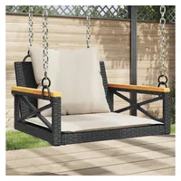 Furnicato Hängesessel mit Kissen Schwarz 63x62x40 cm Poly Rattan