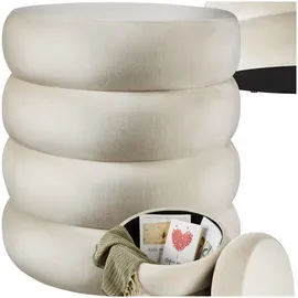 Tectake tectake® Sitzhocker mit Stauraum, rund, gepolstert, weicher, pflegeleichter Bezug