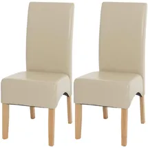 MCW Esszimmerstuhl Küchenstuhl Stuhl Crotone, LEDER creme, helle Beine