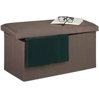 Relaxdays Truhenbank Gepolstert Graubraun 38 x 76,5 x 38,5 cm