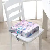 Surwin Rutschfeste Sitzerhöhung Stuhl Kind Sitzkissen Stuhl mit Sicherheits Schnalle, Sitzkissen Kinder Tragbare Sitzerhöhung Waschbar Zerlegbar Baby Sitzhilfe, 3D Schmetterling (Verträumt,32x32x8cm)
