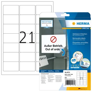 Herma SuperPrint Universal-Etiketten 38.1 x 63.5 mm weiß 525 St.
