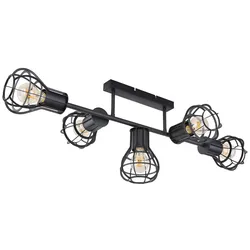 Deckenlampe, Metallgeflecht, Holz, verstellbar, H 26 cm