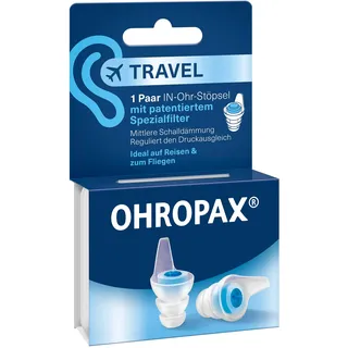 Ohropax Ohrstöpsel Travel, SNR 16 dB, zum Reisen, 1 Paar