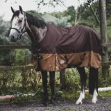 eQuitack Your Passion Is Our Mission Outdoor Winterdecke Turnout 100% Wasserdicht 1200 Denier Regendecke mit Fleece Lining - Dark Brown/Light Brown 145cm