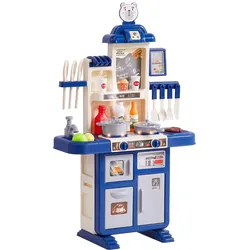 VEVOR Kinderküche Kinder Spielküche Spielzeugküche 48-teiliges Zubehör Blau