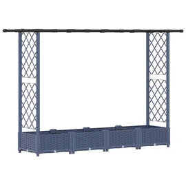 vidaXL Hochbeet mit Rankgitter und Dach 203 x 40 x 123 cm Grau