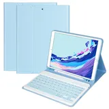 Tastatur Hülle 10.2 Zoll für IPad 9th Gen 2021/8th Gen 2020/7th Gen 2019/IPad Air 3 Gen 2019/IPad Pro 10.5 2017, Magnetisch Bluetooth Abnehmbare QWERTZ Deutscher Tastatur mit Schützhülle(Blau)