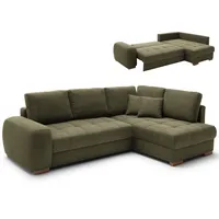 Ecksofa - green - Boxspringfederung - Liegefunktion - Holzfüße