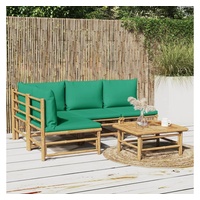 VidaXL 5-tlg. Garten-Lounge-Set mit Grünen Kissen Bambus