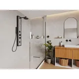 vente-unique Vente-unique-Duschsäule mit Hydromassage - Schwarz mit Steindekor - 127 x 48,5 cm - LETIYA