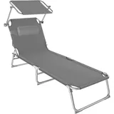 Tectake Chloé Sonnenliege 190 x 68 x 65 cm Grau