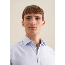Seidensticker "Schwarze Rose", Herren, Gr. L42, normale Ärmellängen, blau, 100% Baumwolle, unifarben, tailored fit, 2-Knopf-Manschette, Hemden, Shaped 1/1 Kentkragen Uni