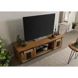 Massivmoebel24 Railway LUX TV-Board 180x55x50 cm Natur lackiert Holz