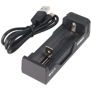 Schnell-Ladegerät für Li-ion Akku 3,6 - 3,7 Volt, lädt auch geschützte 20700, 21700 mit Überlängen bis 75mm