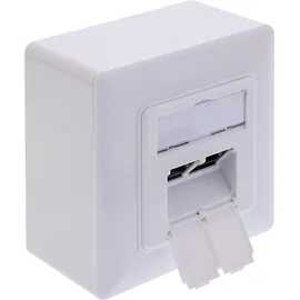 InLine Cat.6A Netzwerkdose 2x RJ45 Buchse geschirmt weiß RAL9010