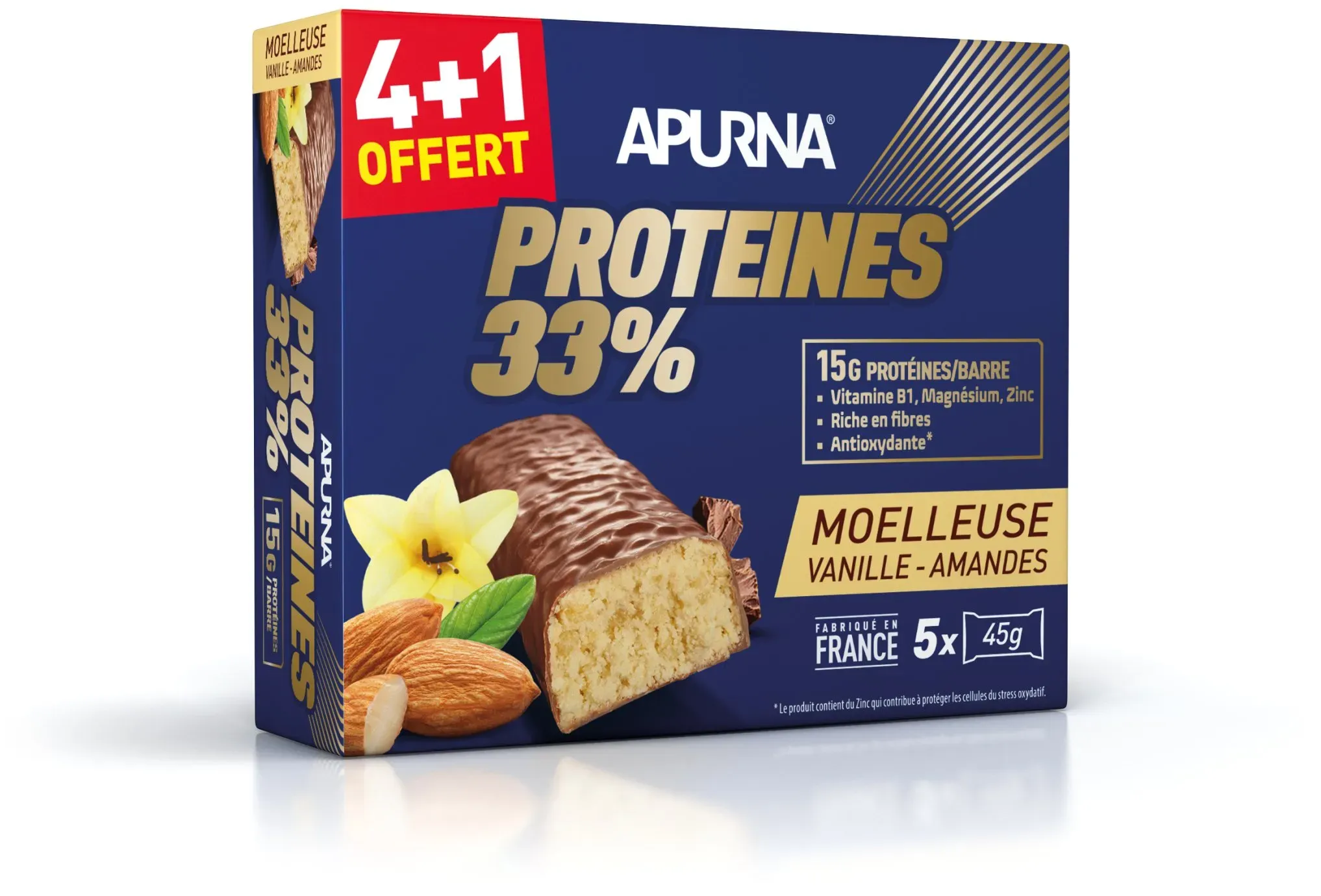 Apurna Barre protéinée Vanille Amandes 4+1 offert Diététique $scat.CAT_NOM - https://www.i-run.de/sportnahrung/riegel/apurna/Barre-proteinee-Vanille-Amandes-4-1-offert_fiche_90199.html - TU