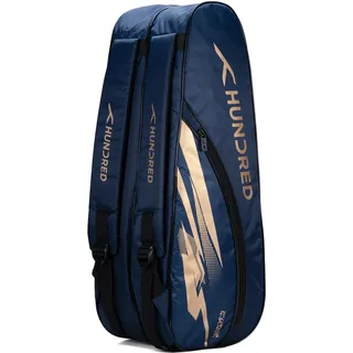 HUNDRED Cosmogear Badminton Kit-Bag (Navy, Size: Large) | Double Zipper | Bag with Front Zipper Pocket | Material: Polyester| Padded Back Straps | Easy-Carry Handle