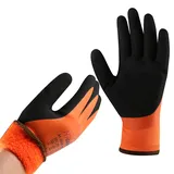 DS Safety Arbeitshandschuhe Winter Wasserdicht Thermo Warme Winterhandschuh Montagehandschuhe Grip Winterarbeitshandschuhe Arbeit Doppelbeschichte Nylon Isolierte Handschuhe Orange Größe 8 / M