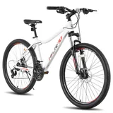 HILAND 26 Zoll Mountainbike MTB mit Aluminiumrahmen 21 Gang Schaltung Doppelscheibenbremse Lock-Out Federgabelfür Damen und Mädchen weiß