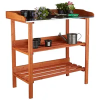 Relaxdays Pflanztisch mit Metallplatte Orange