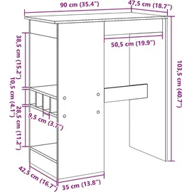 vidaXL Bartisch mit Regal 90 x 47,5 x 103,5 cm Braun