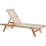 Beliani Gartenliege Beige, Hellbraun, Holz, 64x35x190 cm, Gartenmöbel, Gartenliegen