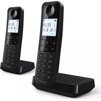 Philips Schnurlostelefon D2752B/12 - DECT - 2 Mobilteile - Haustelefon - Festnetz - Rufnummernerkennung - Schwarz