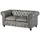 Massivmoebel24 Sofa 2-Sitzer Echtleder 158x82x75 grau CHESTERFIELD #202