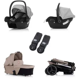 Chipolino Kinderwagen Elite 3 in 1 i-Size Babyschale Sportsitz Babywanne Tasche braun