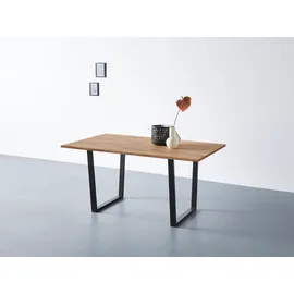 Andas Esstisch, Tischplatte aus massiver Eiche, FSC®- Massivholz, Gestell aus Metall