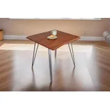 Esstisch Baumkante massiv Akazie nussbaum 80 x 80 cm Metallgestell silber CELIA - Braun