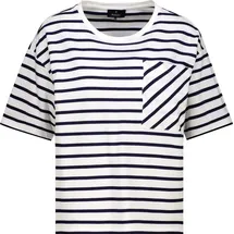 Monari Gestreiftes T-Shirt mit Brusttasche Weiß 44