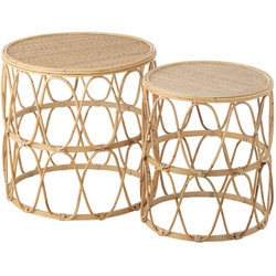 DAHEIM 2-Satztisch Boho Rattan & Geflecht Braun