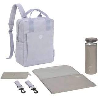Lässig Wickelrucksack Wickeltasche Rucksack mit Wickelunterlage, Kinderwagenbefestigung, Flaschenhalter nachhaltig produziert/GRE Vividal Backpack cord lilac