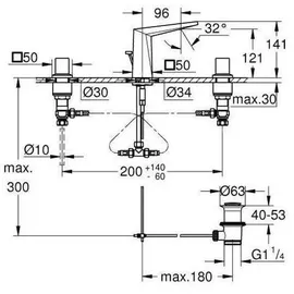 Grohe Allure Brilliant 3-Loch-Waschtischbatterie Hard Graphite