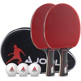 JOOLA Tischtennisschläger + 3 Tischtennisbälle + Tischtennishülle, rot/schwarz, 6-teilig