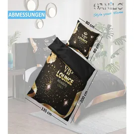 Sanilo VIP Lounge Grafikmuster Schwarz 135 x 200 cm + 80 x 80 cm