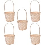 Happyyami 5pcs Rattan Korb Henkel Geschenkkorb Rustikale Blumenvase Landhausstil Hochzeit Party Deko Allzweckkorb Blumen Pflanzen Blumenstrauß Behälter 8X17CM