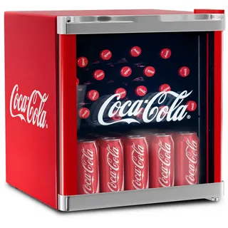 °CUBES Original Coca-Cola Mini Kühlschrank Rot 48L - Getränkekühlschrank mit Glastür, leise & energieeffizient - Für Büro, Partys & Gaming - Cooler Flaschenkühlschrank - Mini Kühlschrank für Getränke